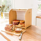 CARLA HOME Large Bamboo Bread Box Storage Organizer with Roll Top for Kitchen Counter