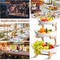 CARLA HOME 3-Tier Ceramic Fruit Bowl Basket with Bamboo Stand for Kitchen Counter, Snack Tray, Dessert Server & Vegetable Storage Rack