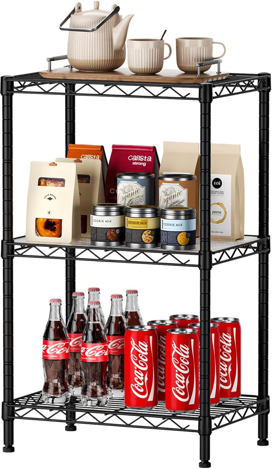 CARLA HOME 3-Tier Adjustable Metal Storage Shelves Wire Rack Organizer for Kitchen, Pantry, Bathroom or Laundry Room (45cm W x 40cm D x 103cm H)