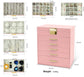 CARLA HOME  6-Layer Large Jewelry Organizer Box for Women with Mirror, Drawers, Hooks & Dividers for Rings, Necklaces, Bracelets, Ideal Gift for Women (Pink)