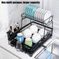 CARLA HOME 2-Tier Dish Drying Rack for Kitchen Counter with Drainboard, Utensil Holder, Cup Rack & Cutlery Organizer