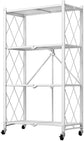 CARLA HOME 4-Tier Foldable Storage Shelf with Wheels for Kitchen, Garage, Pantry or Basement (White)