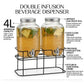 CARLA HOME 2 Pack Glass Drink Dispensers with Juice Pot Stand - 4L