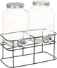 CARLA HOME 2 Pack Glass Drink Dispensers with Juice Pot Stand - 4L