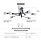 Modern Semi Flush Chandelier, 8 Light, Black