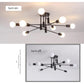 Modern Semi Flush Chandelier, 8 Light, Black