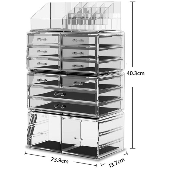 Makeup Cosmetic Organizer Storage with 12 Drawers Display Boxes (Clear)