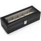 Black PU Leather Watch Organizer Display Storage Box Cases for Men & Women (6 slots)