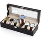 Black PU Leather Watch Organizer Display Storage Box Cases for Men & Women (6 slots)