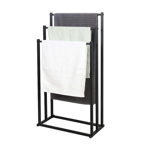 Metal Free Standing Towel Rack 3 Tier Bathroom Rail Shelf Dryer
