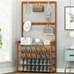 Bamboo 5-Tier Hat Coat Shoe Rack Entryway Bench Hanger Storage