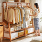 Bamboo Garment Rack Portable Laundry Storage Nature -