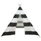 Kids Teepee Tent Linen Wood Black White Stripe Playhouse Indoor Garden