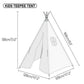 Kids Teepee Tent Linen Wood Black White Stripe Playhouse Indoor Garden