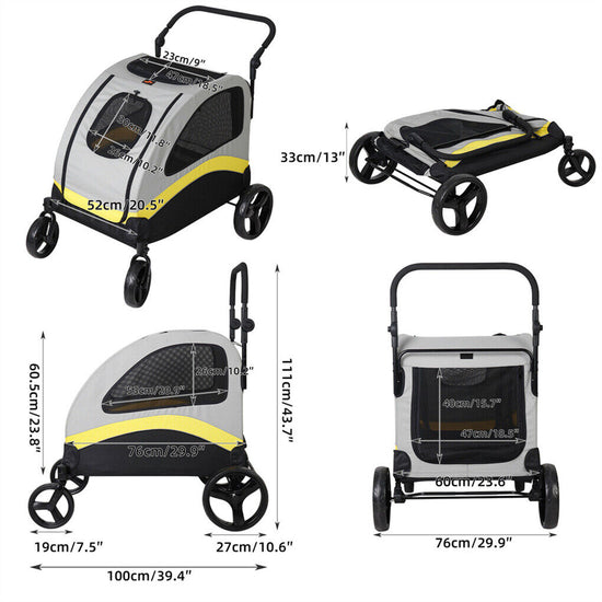 Dog Stroller Large Foldable Pet Travel Cart