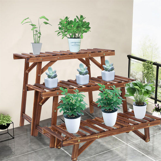 Pine Wood 3pcs Plant Stand Ladder Garden Flower Display