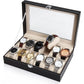 Black PU Leather Watch Organizer Display Storage Box Cases for Men & Women (12 slots)