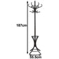 Brown Coat Rack with Stand Wooden Hat and 12 Hooks Hanger Walnut tree