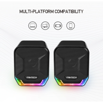 FANTECH SONAR GS202 Computer Speakers USB and 3.5mm RGB Mini Wired Speakers Acoustic Clarity for Desktop Computer Laptop