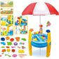 Outdoor Sand and Water Table Toy with Umbrella (28 Pcs Accessories)