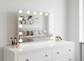 LED Beauty Mirror with 14 Bulbs, Colour Settings, USB A and USB C, White, 50 × 42cm