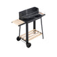 Charcoal Grill BBQ with Manual Rotisserie Stick on Trolley Stand