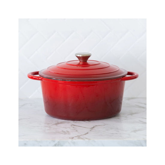 26cm Enamelled Cast Iron French Oven Casserole (4.7L) - Red