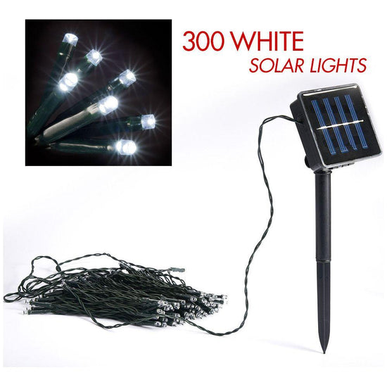 300 White solar LED string lights