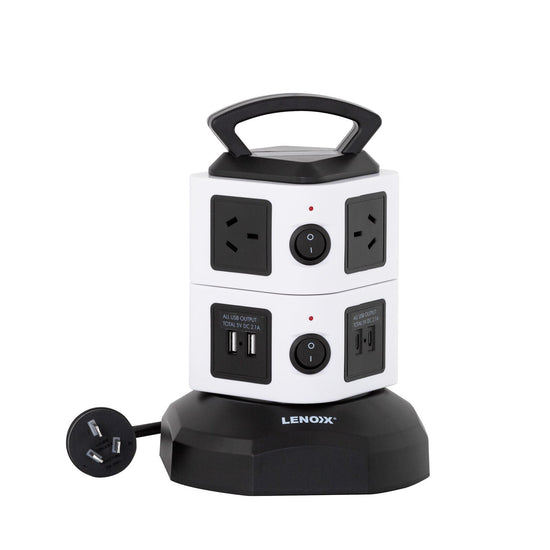 Tower Power Board with 6 Outlets + 2X USB A & 2X USB C