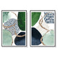 Wall Art 80cmx120cm Abstract Green and Navy 2 Sets Black Frame Canvas