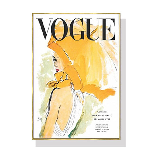 Wall Art 40cmx60cm Vogue Girl Gold Frame Canvas