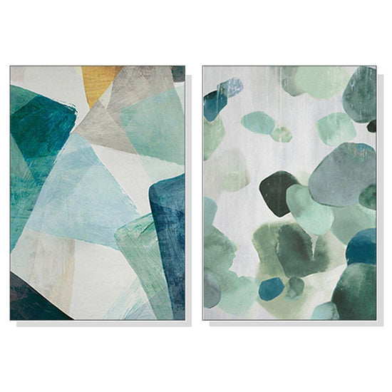 Wall Art 80cmx120cm Green Marble 2 Sets White Frame Canvas