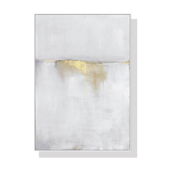 Wall Art 80cmx120cm Abstract gold white single II White Frame Canvas