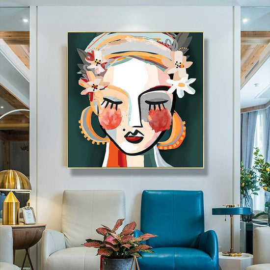 Wall Art 90cmx90cm Sophie II Gold Frame Canvas