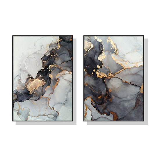 Wall Art 40cmx60cm Black Splash 2 Sets Black Frame Canvas