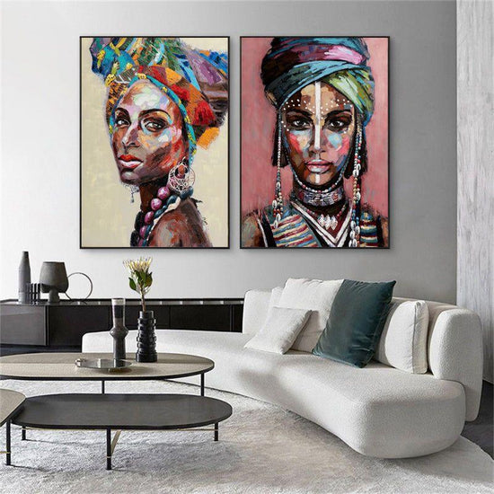 Wall Art 40cmx60cm African women 2 Sets Black Frame Canvas