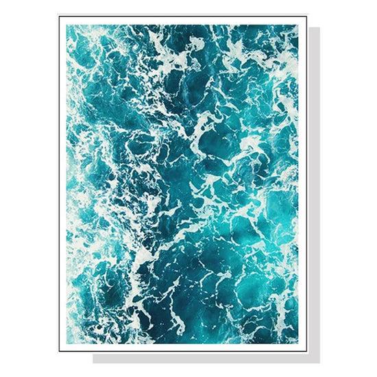 Wall Art 40cmx60cm Blue Ocean White Frame Canvas