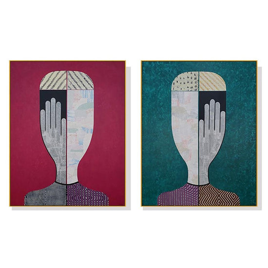 Wall Art 80cmx120cm Abstract Man And Woman 2 Sets Gold Frame Canvas