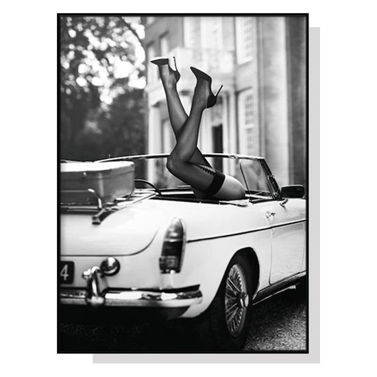 Wall Art 40cmx60cm High Heels in Classic Car Black Frame Canvas