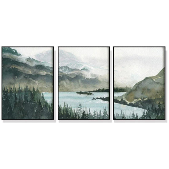 Wall Art 70cmx100cm  Landscape 3 Sets Black Frame Canvas