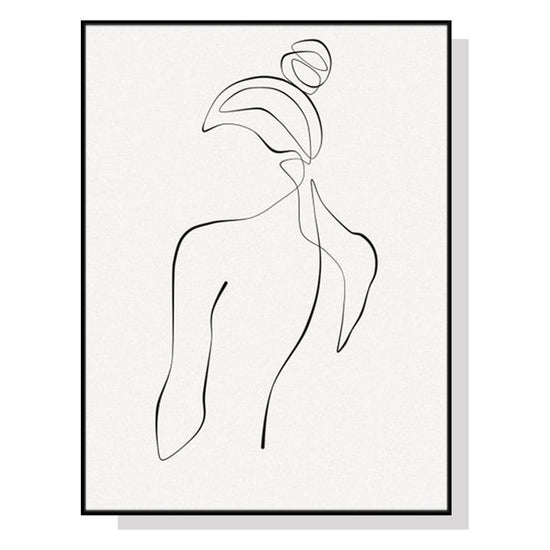 Wall Art 90cmx135cm Woman Back Line Art Black Frame Canvas