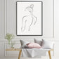 Wall Art 60cmx90cm Woman Back Line Art Black Frame Canvas