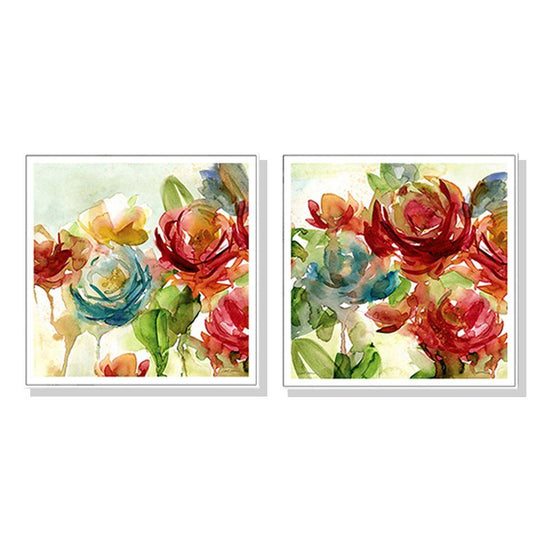 Wall Art 40cmx40cm Rosewater Garden By Carol Robinson 2 Sets White Frame Canvas