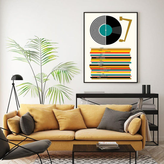 Wall Art 90cmx135cm Music Black Frame Canvas