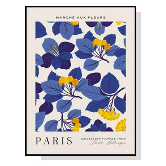 Wall Art 90cmx135cm Paris Flower Market Black Frame Canvas