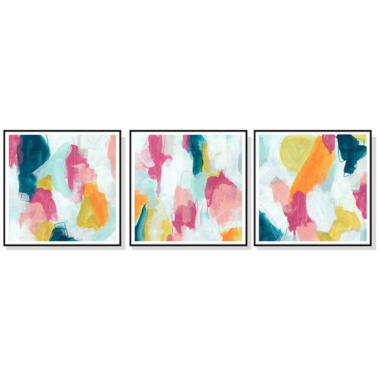 Wall Art 50cmx50cm Colourful 3 Sets Black Frame Canvas