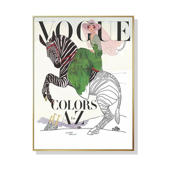 Wall Art 40cmx60cm Vogue Lady Gold Frame Canvas