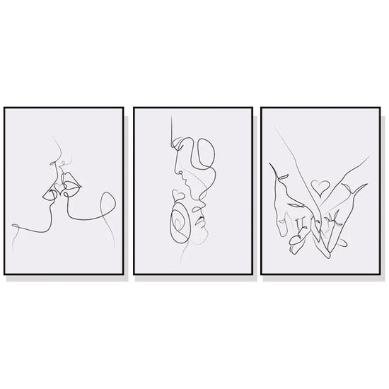 Wall Art 70cmx100cm Couples 3 Sets Black Frame Canvas