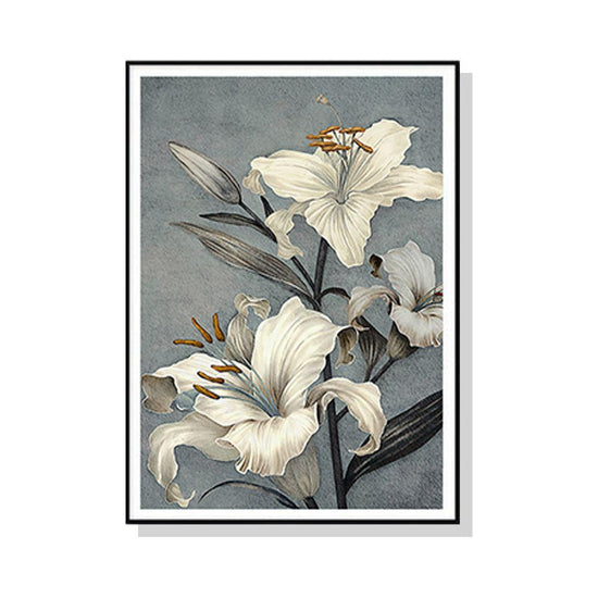 Wall Art 40cmx60cm Floral Lily II Black Frame Canvas