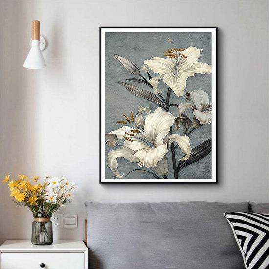 Wall Art 80cmx120cm Floral Lily II Black Frame Canvas